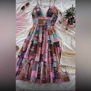 Patchwork Floral Maxi Dress